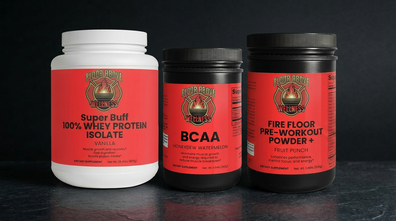 Floor Above Wellness The Dada Special supplement bundle for firefighters — Whey Protein Isolate (Vanilla) + BCAA Post Workout (Honeydew